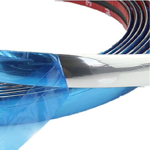 100'' Universal Chrome Front Rear Bumper Door Edge Lip Guard Protection Overlay Molding Trim Adhesive Tape Kit Diy #TOP3
