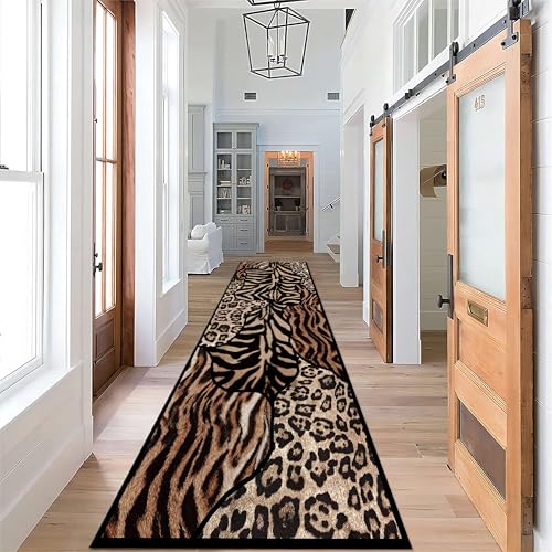 Tapete corredor animal print 2.6x10ft antideslizante lavable miniatura 2
