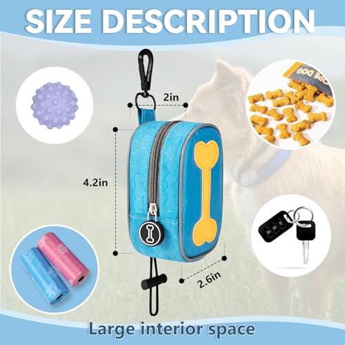 Image of Dog Poop Bag Holder with Stylish Fashion Print - Poo Bag Dispenser and Carrier for Leash Attachment,Blue Bone,Medium