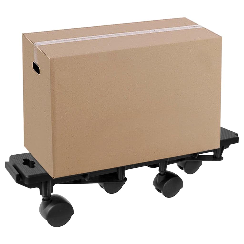 Transportroller mit 4 Rollen 4 Stück Schwarz Polypropylen 170 kg Tragfähigkeit rutschfeste Plattformwagen für Transport und Lagerung im Büro und Zuhause