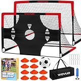 Kids Soccer Goals for Backyard Set of 2, 6x4 ft Portable Toddler Soccer Goal Training Equipment with Soccer Target, Ball, Cones, Soccer Net for Kids Age 3-5 6-8 8-12 10-12-14 Outdoor Sports Games Gift