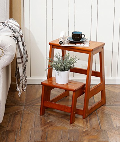 Silla de escalera plegable multiusos con taburete de madera maciza estable 6