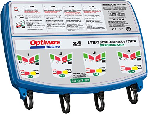 Tecmate OptiMATE Lithium 4-bank x 4s 0.8A TM-485 4-bank x 8-step 12.8/13.2V 0.8A Battery saving charger-tester-maintainer