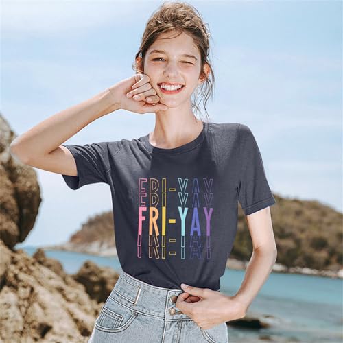 Funny Friday Shirt Women: Teacher Gift Shirts - Happy Weekend Day T Shirt - Cute Fri-Yay Tee - Image 5