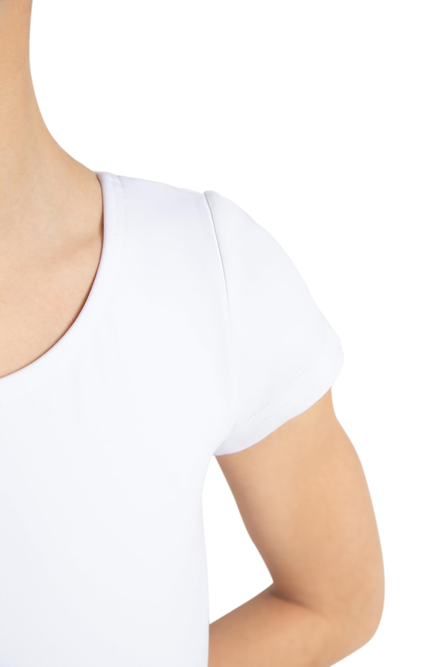 Capezio Leotardo de manga corta para niñas, Blanco, Medium