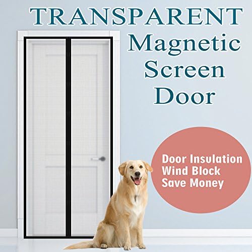 Transparent Magnetic Screen Door 36" x 83", Thermal and Insulated Curtain Fit Door Opening Up to 34"x82" Max, Enjoy Cool Summer and Warm Winter, Drop Your Electric Bill
