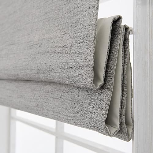 Cordless Roman Shades Window Blinds, Grey Premium Blackout Roman Window Shades, Custom Washable Fabric Roman Shades for Windows, Doors, French Doors, Kitchen Windows (1 Piece)