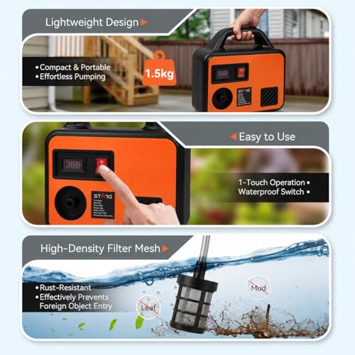 Image of STARQ Cordless Water Pump 200W 6000mAh Battery Self Priming Portable Water Transfer Pump with Spray Gun for Car Bike Garden and Home Use
