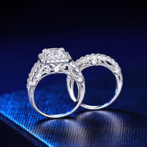4 CT Wedding Sets for Women Princess Cut Bridal Ring Set for Her 925 Sterling Silver AAAAA Cz Wedding Band Size 5-103