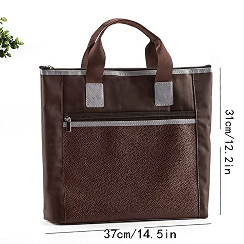 A4 Document Bag Hand-Carrying Briefcase Study & Training Large-Capacity Tote Zipper Canvas Conference Bag for Men & Women (Color : Brown)2