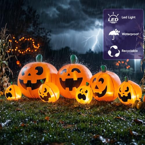 DROFELY 7.5-Foot Large-Size Halloween Inflatable Pumpkin Group Decoration — view 6