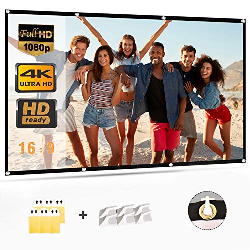 TOPVISION 100 inch Projection Screen 16:9 HD Foldable Anti-Crease Portable Projector Movies Screen for Home Theater Outdoor Indoor Support Double Sided Projection