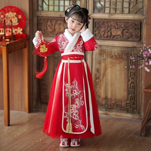 Autumn and Winter Chinese Traditional New Year Dress Chinese Hanfu Dress for Girls2
