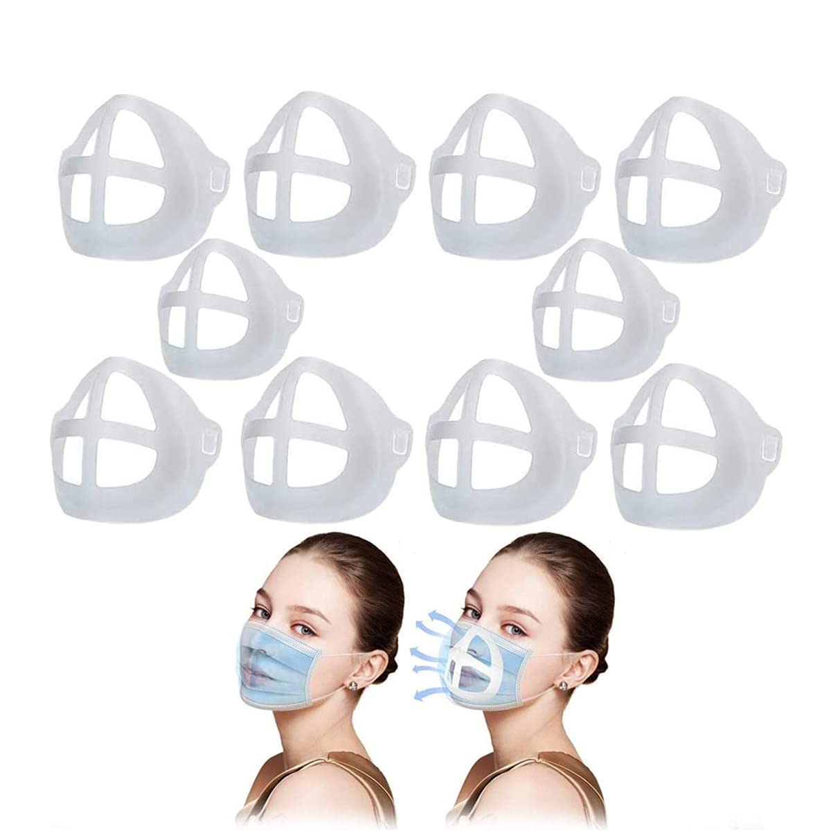 10 PACK Breathe Cup for Mask Cage 3D Bracket For Comfortable Mask Wearing Mask Cups Under Masks Plastic Inserts for Mask to Breathe Mask Inserts Mask Spacers Breath Cup Under Mask
