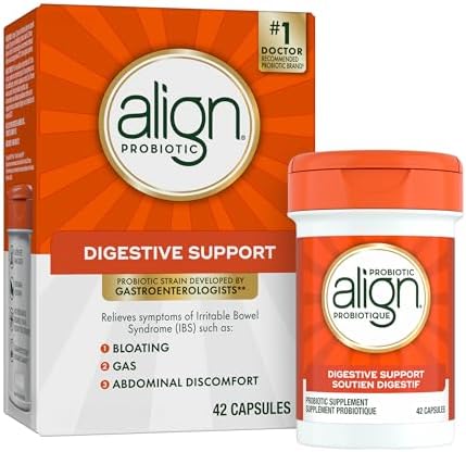 Align Probiotic Digestive Support, IBS Symptom Relief: Gas, Abdominal Discomfort, Bloating, Helps Healthy Intestinal Flora for Women & Men, 42 Capsules