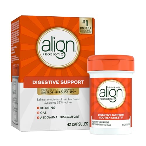 Align - Align Probiotic Digestive Support, IBS Symptom Relief: Gas, Abdominal Discomfort, Bloating, Helps Healthy Intestinal Flora for Women & Men, 42 Capsules