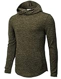 H2H Mens Casual Slim Fit Pullover Hoodie Lightweight Knitted Sweatshirts Olive US S/Asia M (CMOHOL089)
