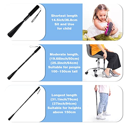 Btideas Shoe Horn Long Handle, 14.5"-37" Telescopic Metal Shoe Horn, Aluminum Alloy Shoe Horn Long Handle For Seniors Men Women Kids #TOP4