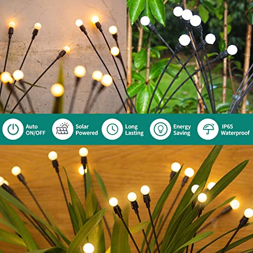 Durpar Solar Garden Lights, New Upgraded Solar Firefly Lights Outdoor Waterproof, Solar Outdoor Lights, Solar Garden Decorative Lights Yard Patio Pathway Decoration, Warm White #TOP3