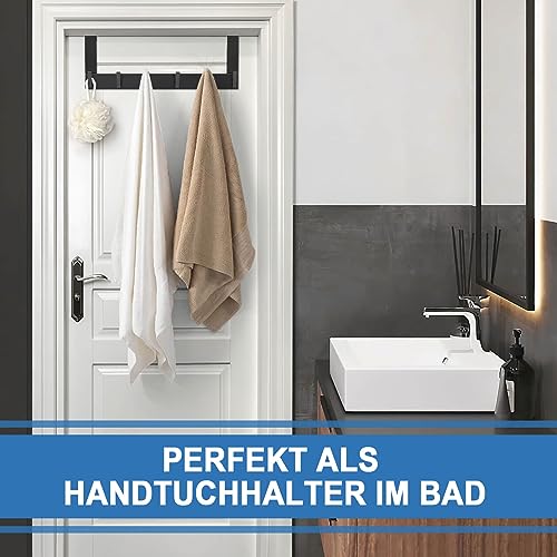 Dohomai Türgarderobe mit 6 Haken - Türhaken Zum Einhängen - Kleiderhaken Tür für Badezimmer Türhakenleiste Moderne Türhänger - Handtuchhalter Tür Bad - Jackenhalter Tür