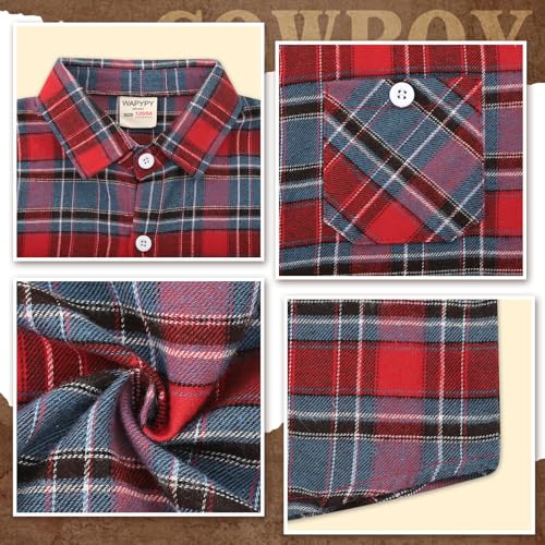 Boys' Button-Down Shirts Cowboy Western Plaid Long Sleeve with Bandana for Toddler Kids Outfit2