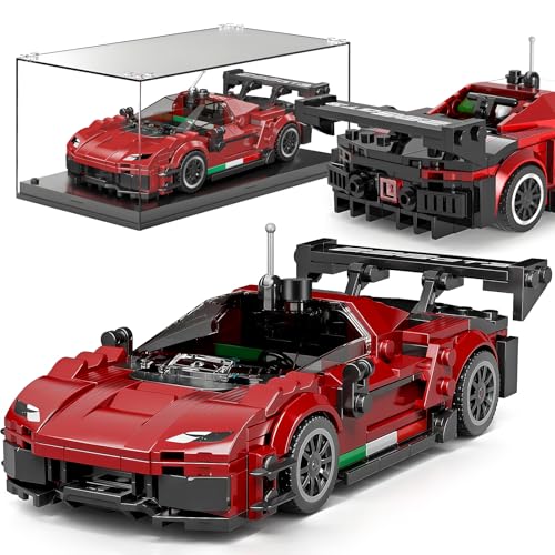 Mould King 27087 Speed Champion Auto Klemmbausteine mit Acrylvitrine, Technik Bausteine Rennwagen Sportwagen Bauspielzeug… – Ansicht 1
