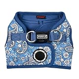 Puppia Cynthia Dog Vest Harness B (Step-in) Fashionable Paisley Pattern Spring Summer Harness for Small and Medium Dogs, Blue, Large
