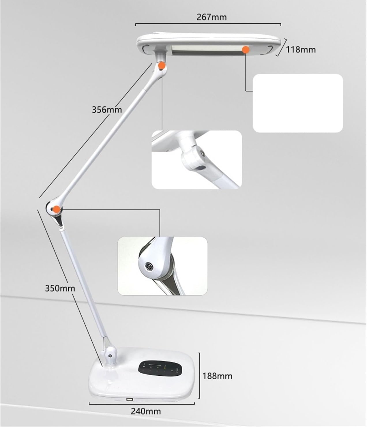 Lampa Biurkowa do Domowego Lampa Biurkowa, Ściemnialna, Z 4 Trybami Kolorów, Port Ładowania USB Lampa Stołowa do Czytania