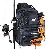 KastKing BaitSpace Standard Fishing Tackle Sling Bag, Water-resistant Sling Pack for Bank, Wader & Boat Fishing, Rod & Beverage Holder, Adjustable Straps, Durable 420D Nylon Fabric