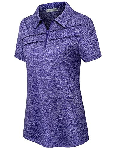Image of MISS FORTUNE Women's Polo Shirts, Golf V-Neck Workout Tops, Moisture Wicking Ladies Golf Shirt Losse Fit for Tennis Yoga