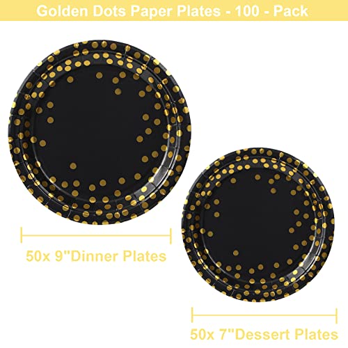"Golden Dots Disposable Plates 100 Pack" - Image 2