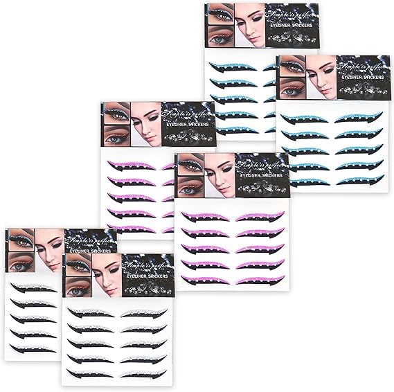 Glitter Eyeliner Stickers con Rhinestones Adhesive, 10 pares miniatura 3
