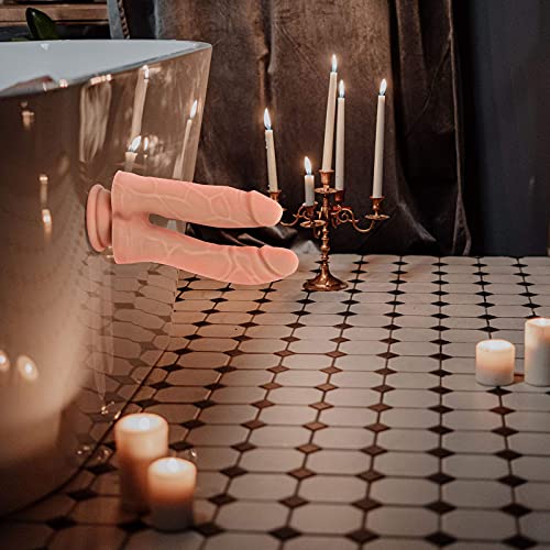 7 Inch Realistic Ultra-Soft Liquid Silica Gel Double-Ended Dildo For Beginners With Flared Suction Cup Base For Hands-Free Play, Flexible Dildo With Curved Shaft For Vaginal G-Spot And Anal Play #TOP4