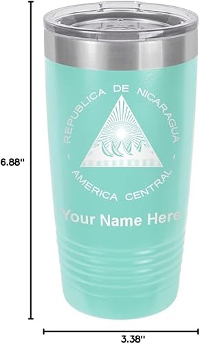 Miniatura 7 de LaserGram 20oz Vacuum Insulated Tumbler Mug, Flag of Nicaragua, Personalized Engraving Included (Teal)