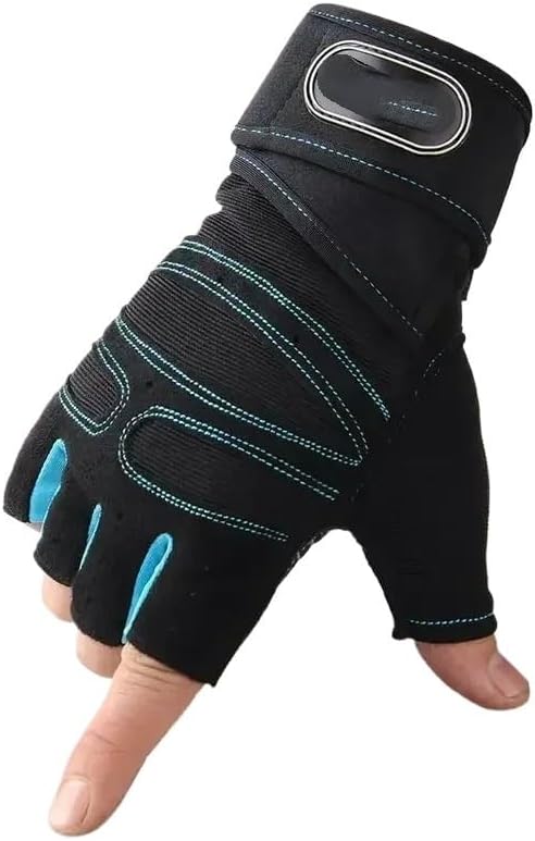 Lifting Gloves Gym Gloves for Men Women Fitness Weight Lifting Wristband Body Building Training Sports Exercise Cycling Glove Shockproof(Dark Blue,Medium)