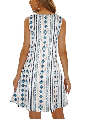 Image of Summer Dresses for Women 2026 Casual Sundresses Beach Cover Ups Sleeveless Tshirt Swing Dress with Pockets