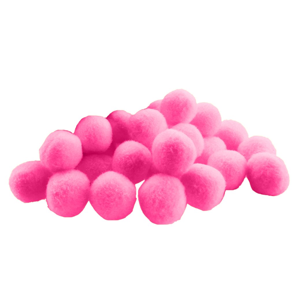 menolana 100x 200x 500x Pompom Mini Craft Pom Poms Ball -18mm Vibrant Color & Pack - Pink