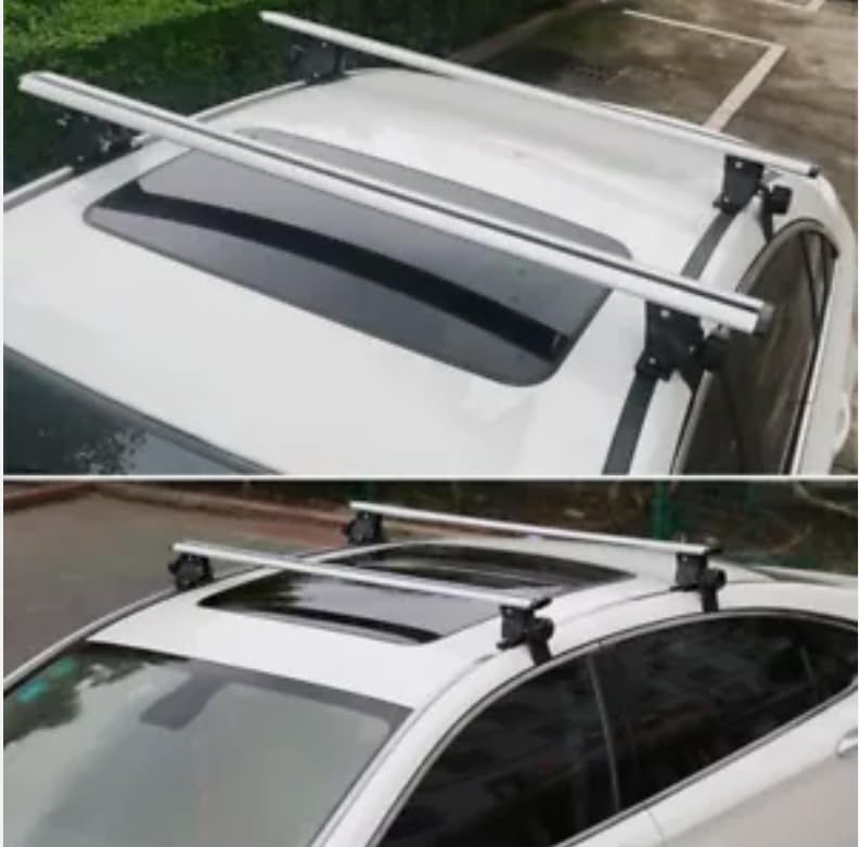 2PCS Roof Rail Rack Cross Bars Lockable Aluminum Alloy Crossbars fit for Volkswagen Golf(Silver)