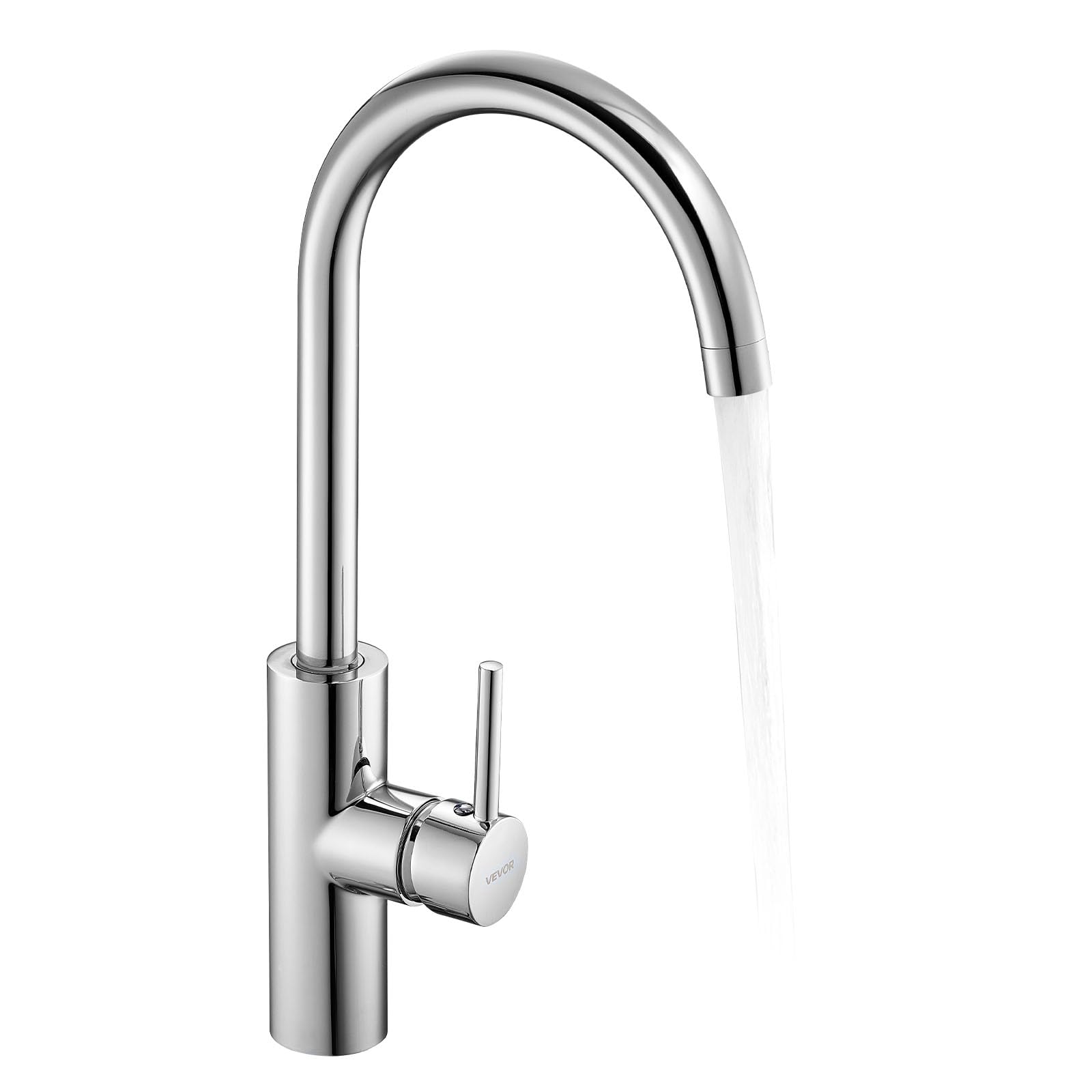 VEVOR Grifo de Lavabo sin Contacto para Baño, Grifo Automático Manual con Sensor para Lavabo e Inodoro, Cuello de Cisne, Cromado Plateado, Resistente a la Corrosión, 104 x 52 x 395 mm, 7,6 L/min