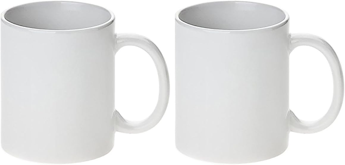 White Ceramic Sublimation Coffee Mug - 11oz - 2 Pack