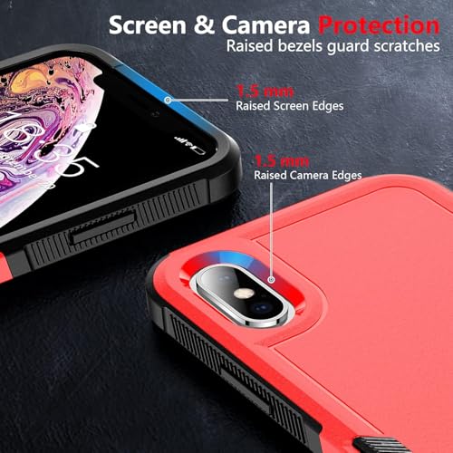 SPIDERCASE for iPhone Xs Max Case, [10 FT Military Grade Drop Protection] [Non-Slip] [2 pcs Tempered Glass Screen Protector] Shockproof Airbag Cushion Protective Case for iPhone Xs Max 6.5” (Red) - image 4
