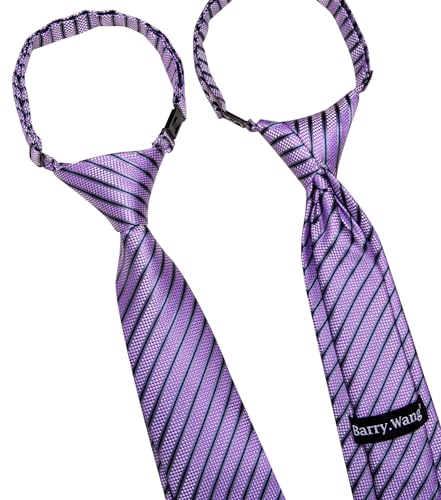 Image of Barry.Wang Boys Ties School Pre-Tied Kids Necktie Handkerchief Clip Set Uniforms Child Ties for 8-14 Years Wedding Party