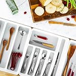 madesmart Classic Large Silverware Tray - White |CLASSIC COLLECTION | 6-Compartments| Kitchen Drawer Organizer | Soft-Grip Lining and Non-Slip Rubber Feet | BPA-Free - Image 2