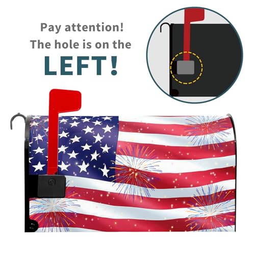 Image of 4th of July Mailbox Covers Magnetic Standard Size 21 X 25.5 Inch Patriotic American Flag Memorial Day Magnetic Mailbox Cover Wraps Post Box Cover Decoration Outdoor Garden Home Yard Outside