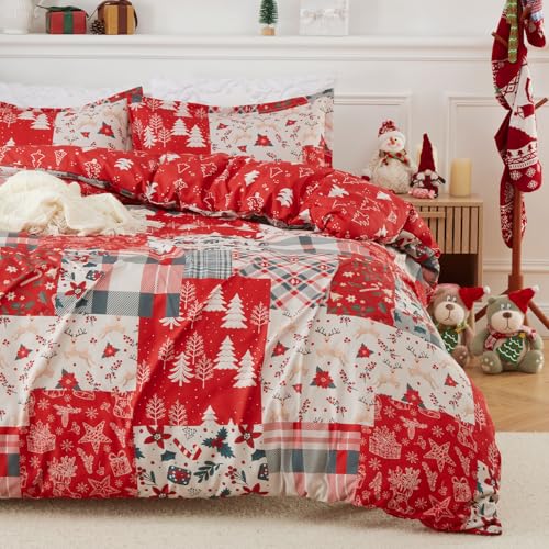 CAROMIO Christmas Duvet Cover King, Reversible Printed Comforter Cover Set