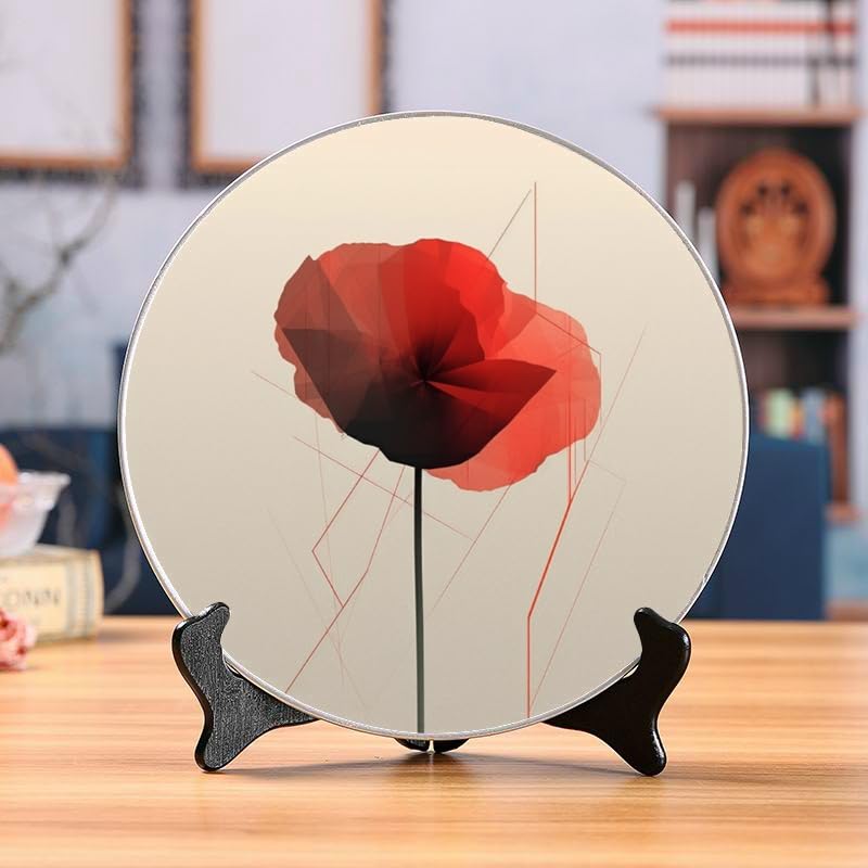 Redy エレガントフラワー クッション 60×60 Amazon.com: DNOVING Red Poppy Flower Ceramic Art Plate 10-inch