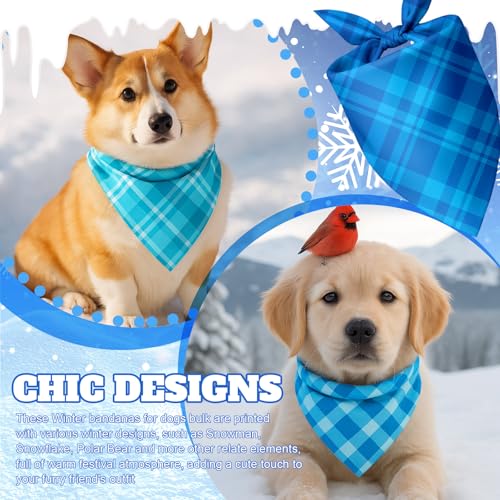 Image of Abbylike 50 Pcs Plaid Dog Bandanas Bulk Blue Checkered Bandanas for Dogs Triangle Kerchief Bibs Scarf Set for Pet Holiday Costume Photo Props Accessories Pet Shops (19.7 x 13.8 x 13.8 Inch)