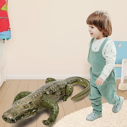 Jet Creations 49” Long Inflatable Alligator Toy, Green, Realistic Africa Animal Design, Garden Decor, Photo Wildlife Safari Theme Decoration, Bird Deterrent, Thanksgiving Christmas Winter1 pc - Thumbnail 6