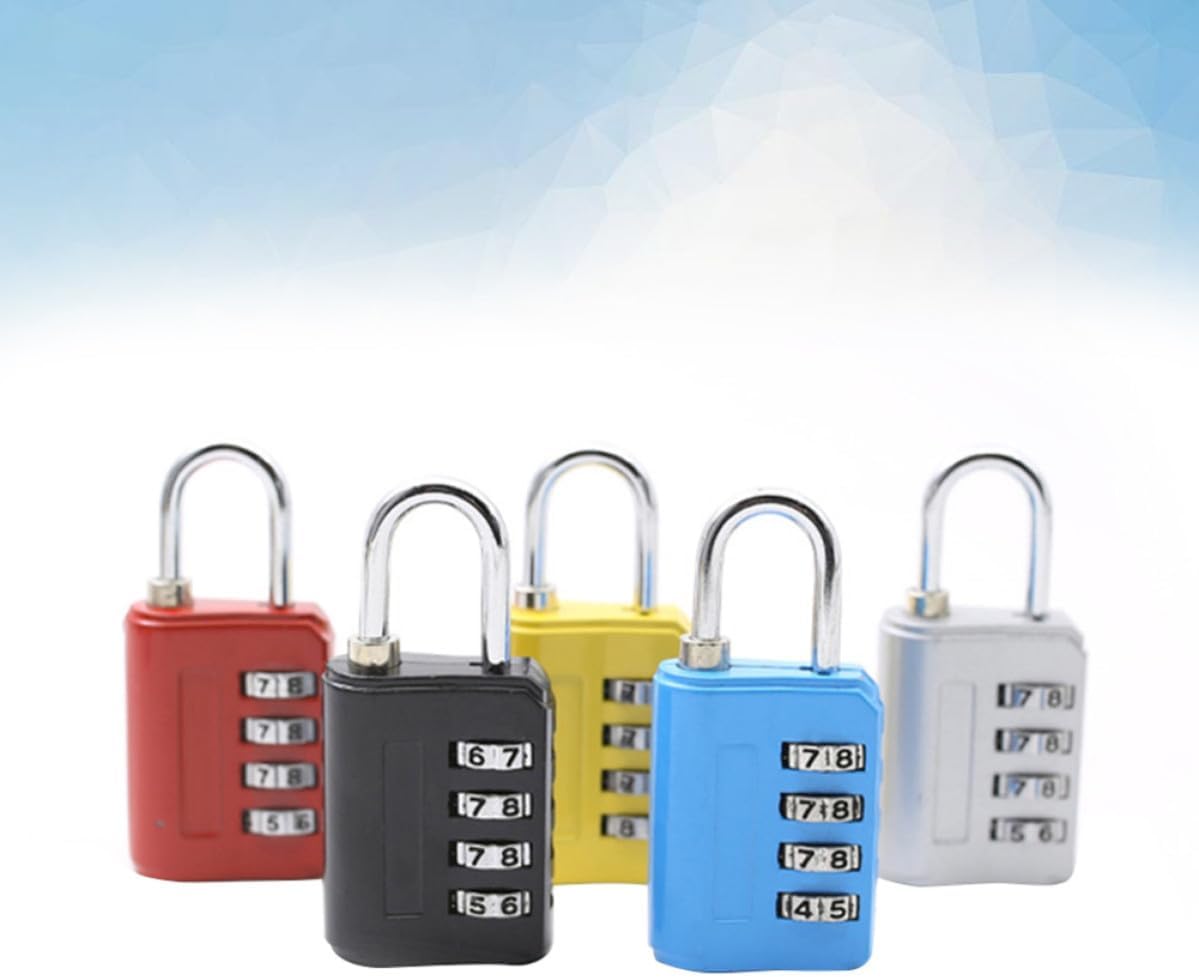 5pcs Zinc Alloy Luggage Locks with 4-Digit Combination, Multi-Purpose Password Padlocks for Suitcase, Drawer, Indoor and Outdoor Travel Use Random Color