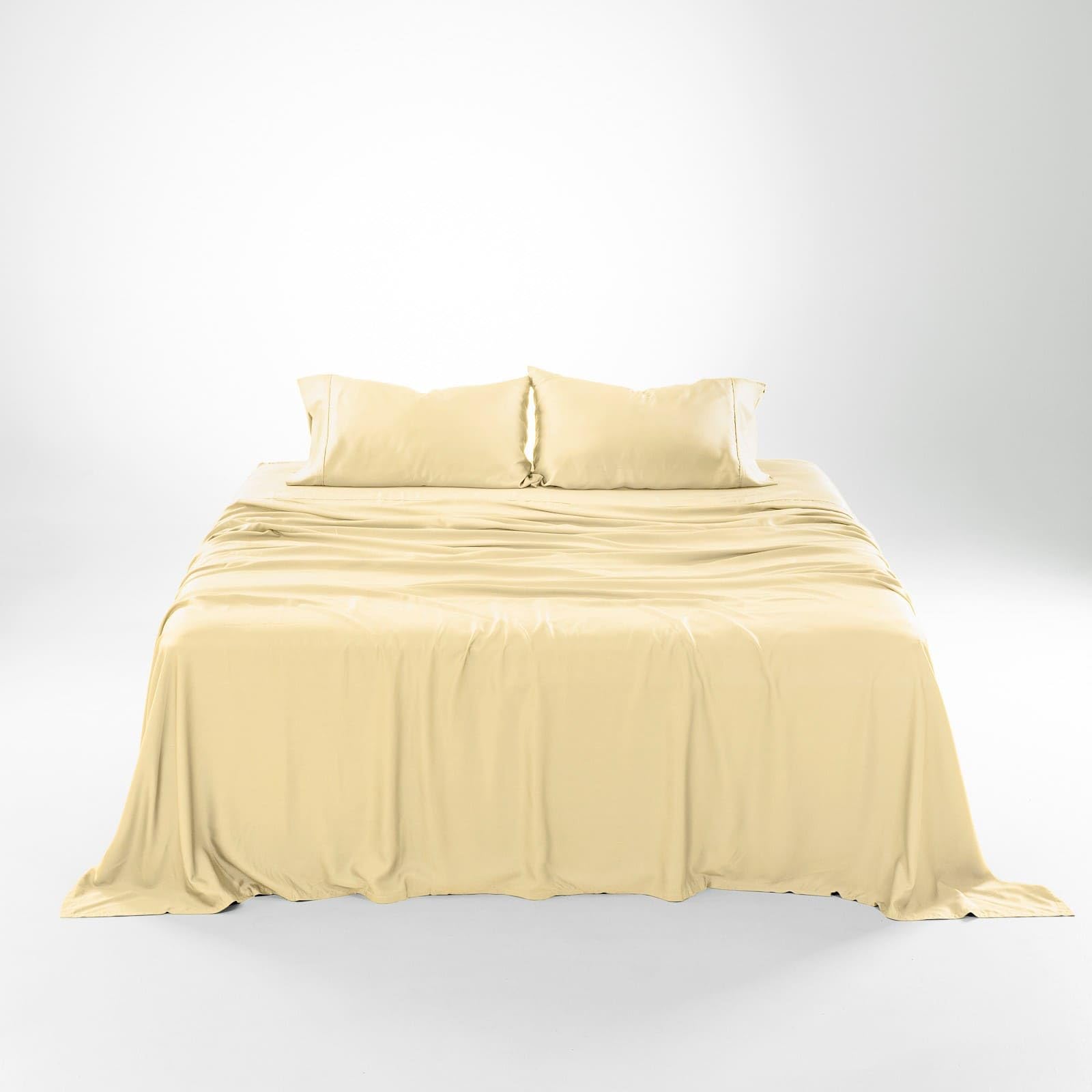 Olive + Crate Tencel Lyocell Eucalyptus Queen Size Sheet Set - Cooling Tencel Sheets for Hot Sleepers with 18 Inch Deep Pocket Fit - Ivory 4-Piece Set: Olive + Crate Eucalyptus Sheets Set – Cooling Sheets for Hot Sleepers, 100% Organic Tencel Lyocell – Queen Size - Hypoallergenic, Moisture-Wicking, Deep Pockets, Soft, Durable 60" x 80" [Butter Cream]